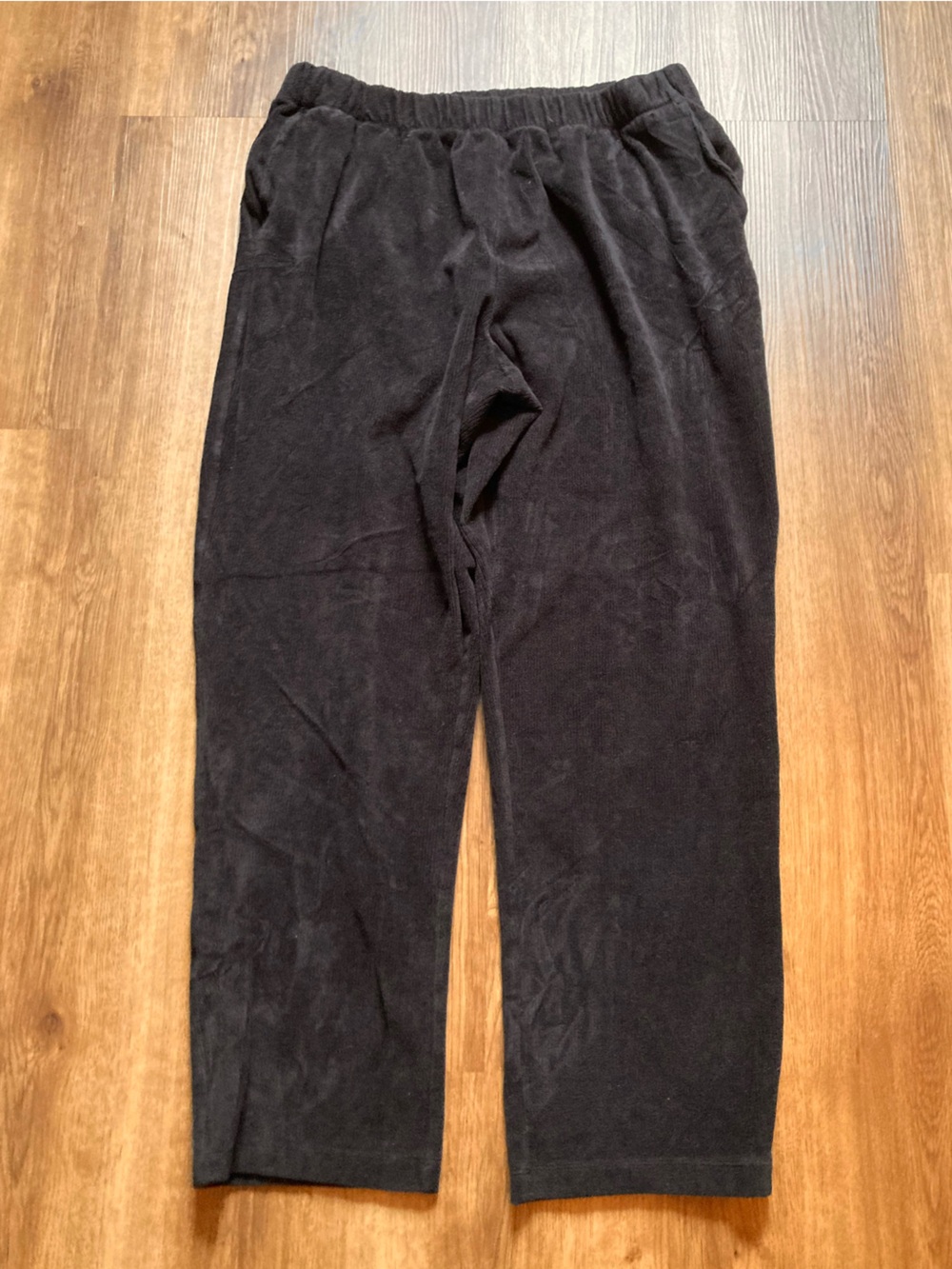 Lands’ End Black Sports Knit Corduroy Pants Large TALL (14-16)
